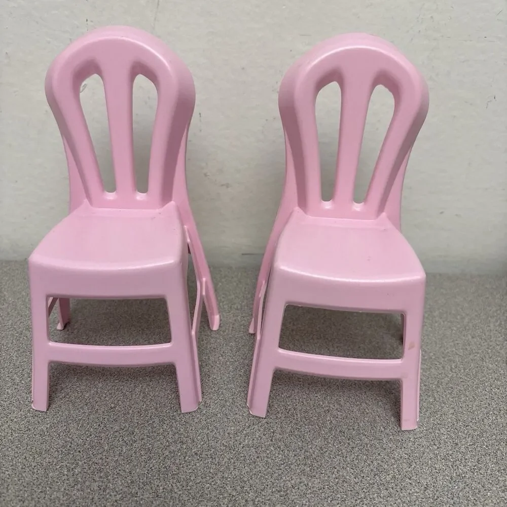 Barbie Doll Clone Furniture, Lot Of 3 Pink Plastic 6” Dining Room Chairs, EUC